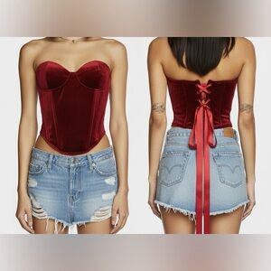 WIDOW STRAPLESS SWEETHEART BLOODLUST VELVET COSET TOP